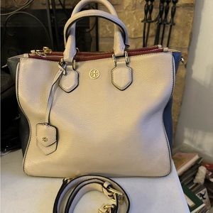 Tory Burch - Pebbled leather / Robinson bag- tri-color with shoulder strap